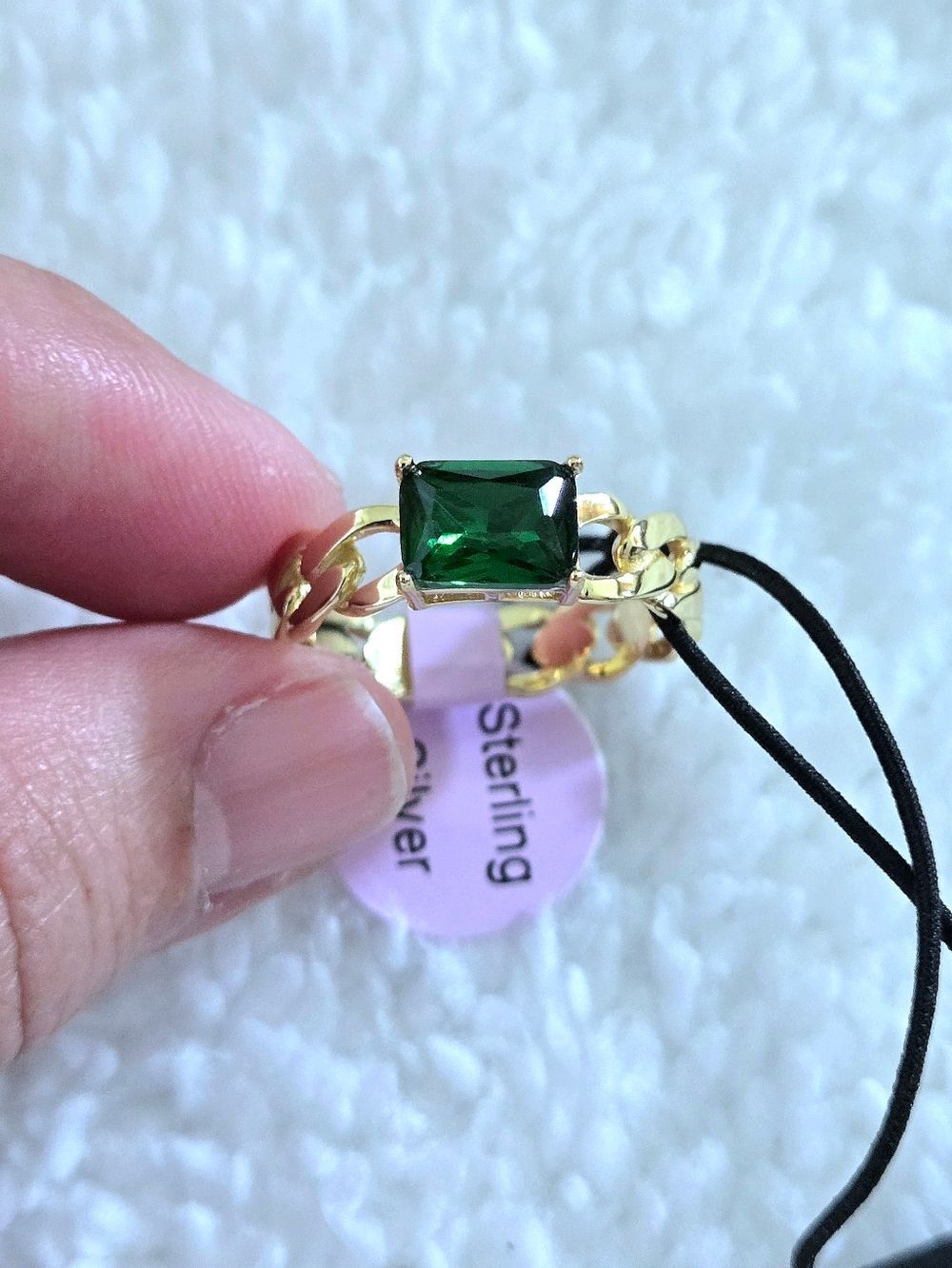✨️HP✨️ Rachel Zoe Gold💛 Chain⛓️ Link Ring💍 With Green Gemstone - NWT - Picture 7 of 16